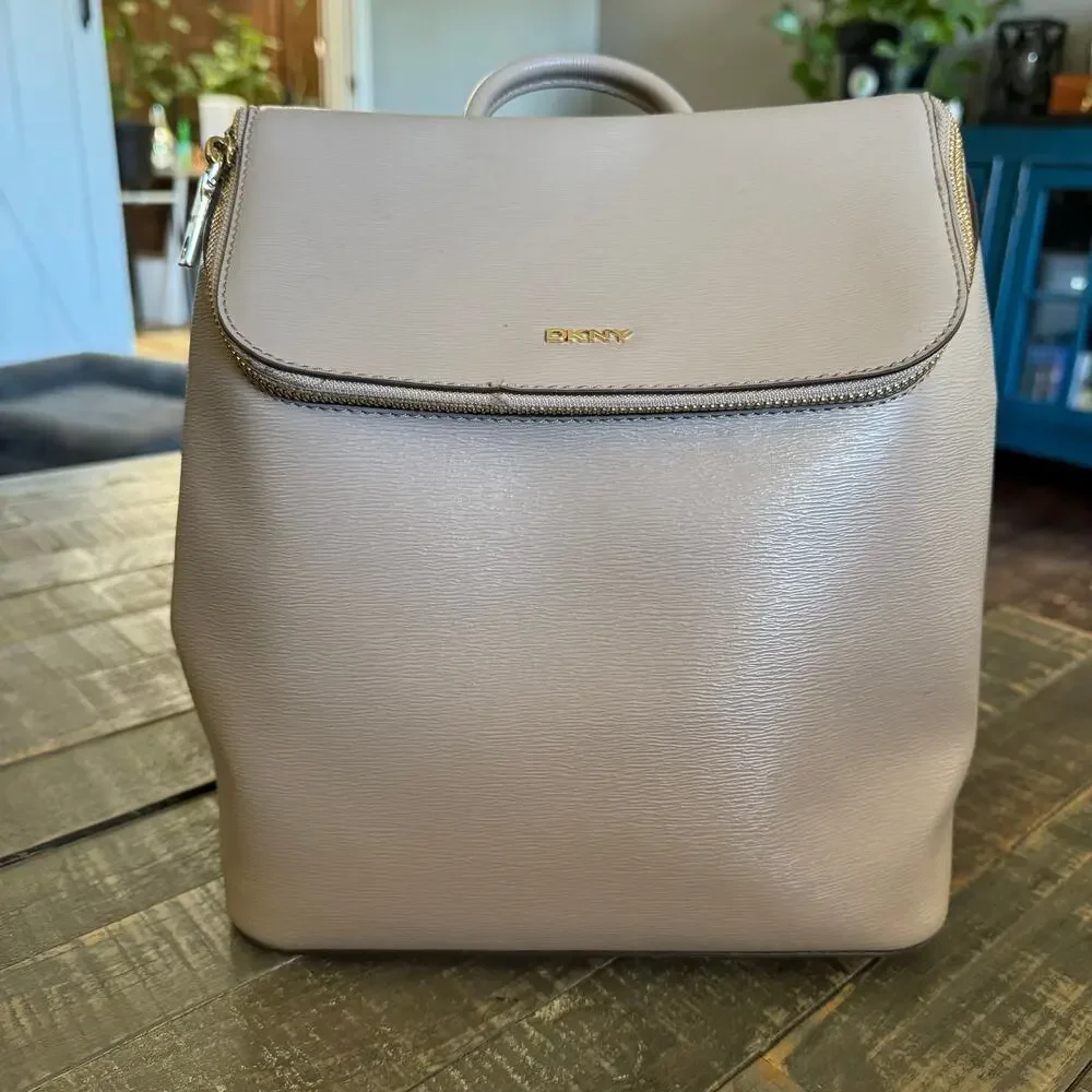 DKNY Top Zip With Handle, Beige‎ Backpack, Bag